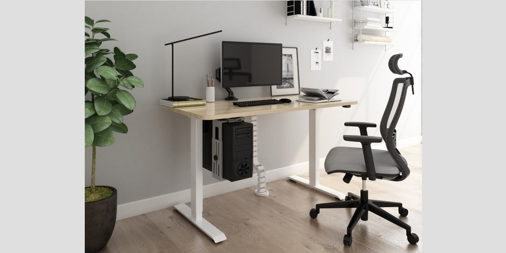 Skrivbord, höj- och sänkbart, Basic, rektangulärt, Sitt&Stå, grå, Offix