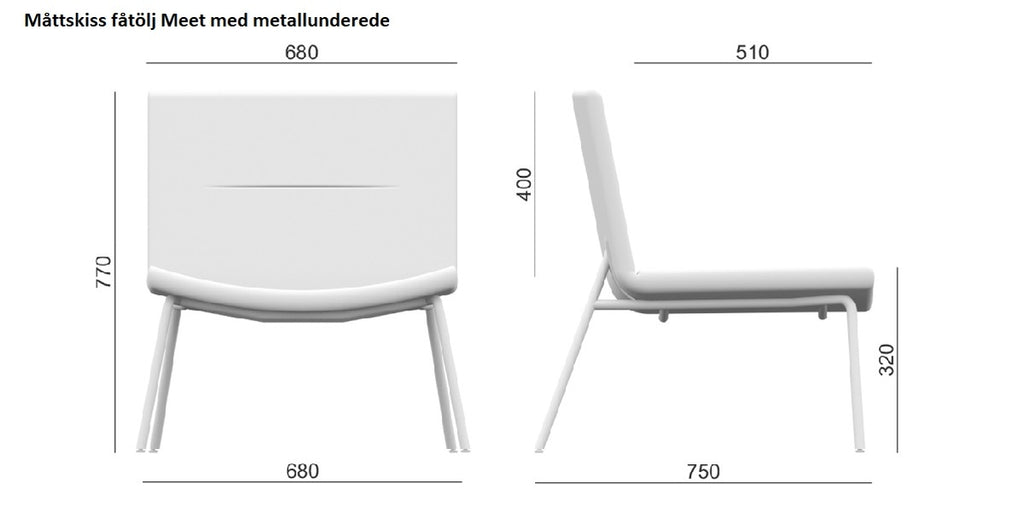 Loungefåtölj, Meet, Benstativ stål, Offix