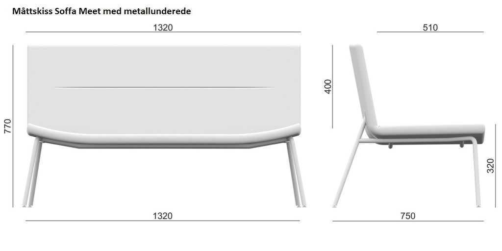 Loungesoffa, Meet, Benstativ stål, Offix