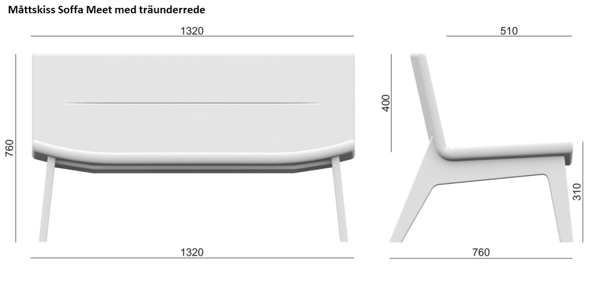 Loungesoffa, Meet, Benstativ trä, Offix