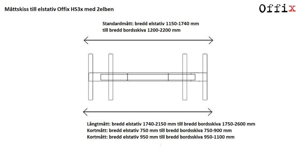 Elstativ för skrivbord, Sitt & Stå HS3x-R-2B, Offix