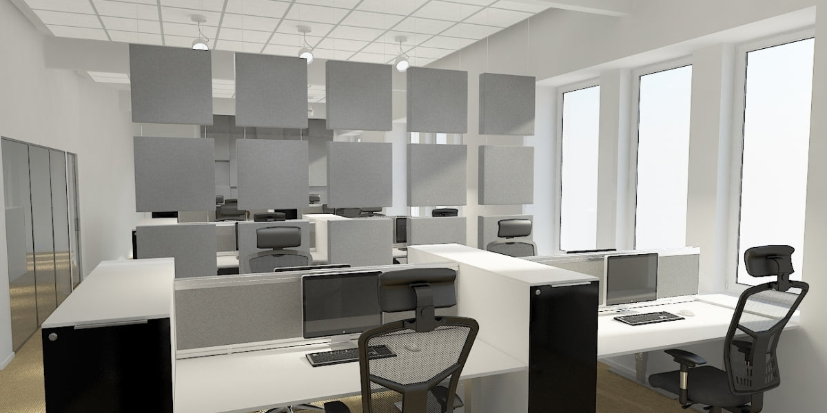 Ljudabsorbent, takhängande, fyrkantig, tyg, Offix