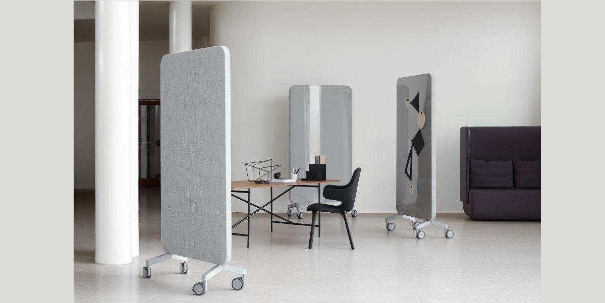 Glasskrivtavla på hjul, Lintex Mood Fabric, Offix