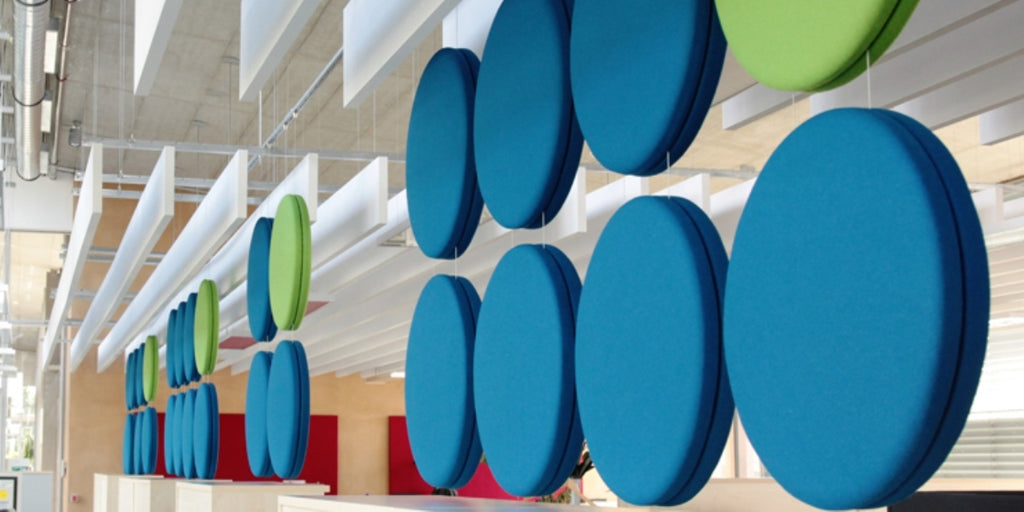 Ljudabsorbent, takhängande, rund, tyg, Offix