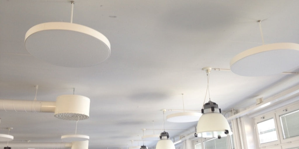 Ljudabsorbent, tak rund, plåtram, tyg, Offix