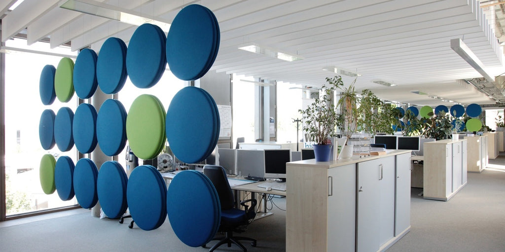 Ljudabsorbent, takhängande, rund, tyg, Offix