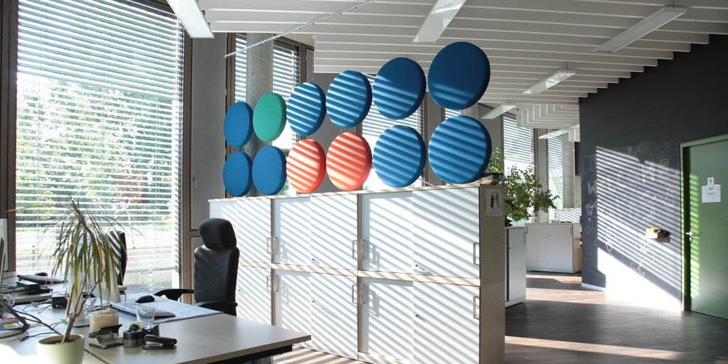 Ljudabsorbent, takhängande, rund, tyg, Offix