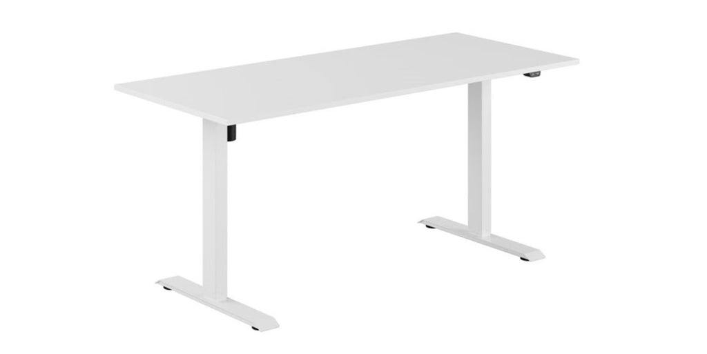 Skrivbord, höj- och sänkbart, Basic, rektangulärt, Sitt&Stå, vit, Offix