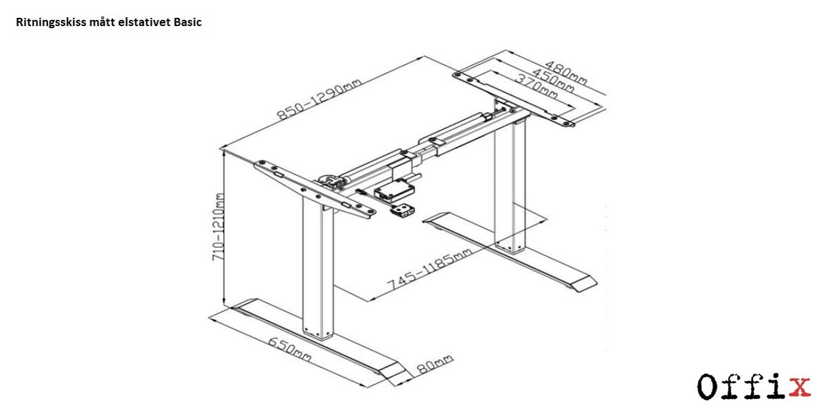 Elstativ för skrivbord, Sitt & Stå HS-Basic-2B, Offix