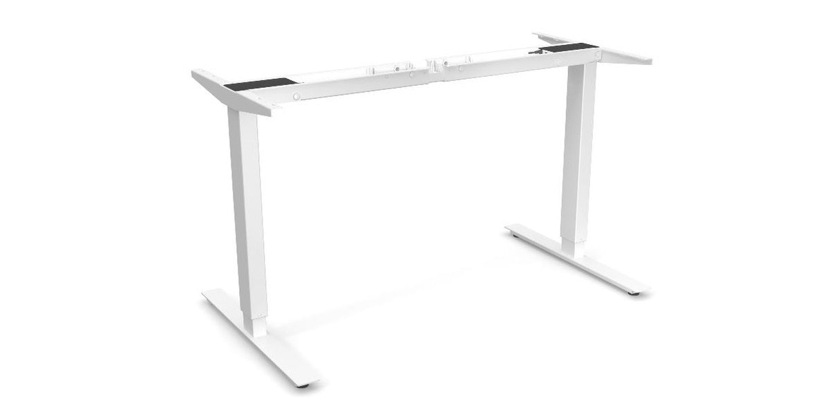 Skrivbord, höj- och sänkbart, njurformad, Sitt&Stå, vit, Offix