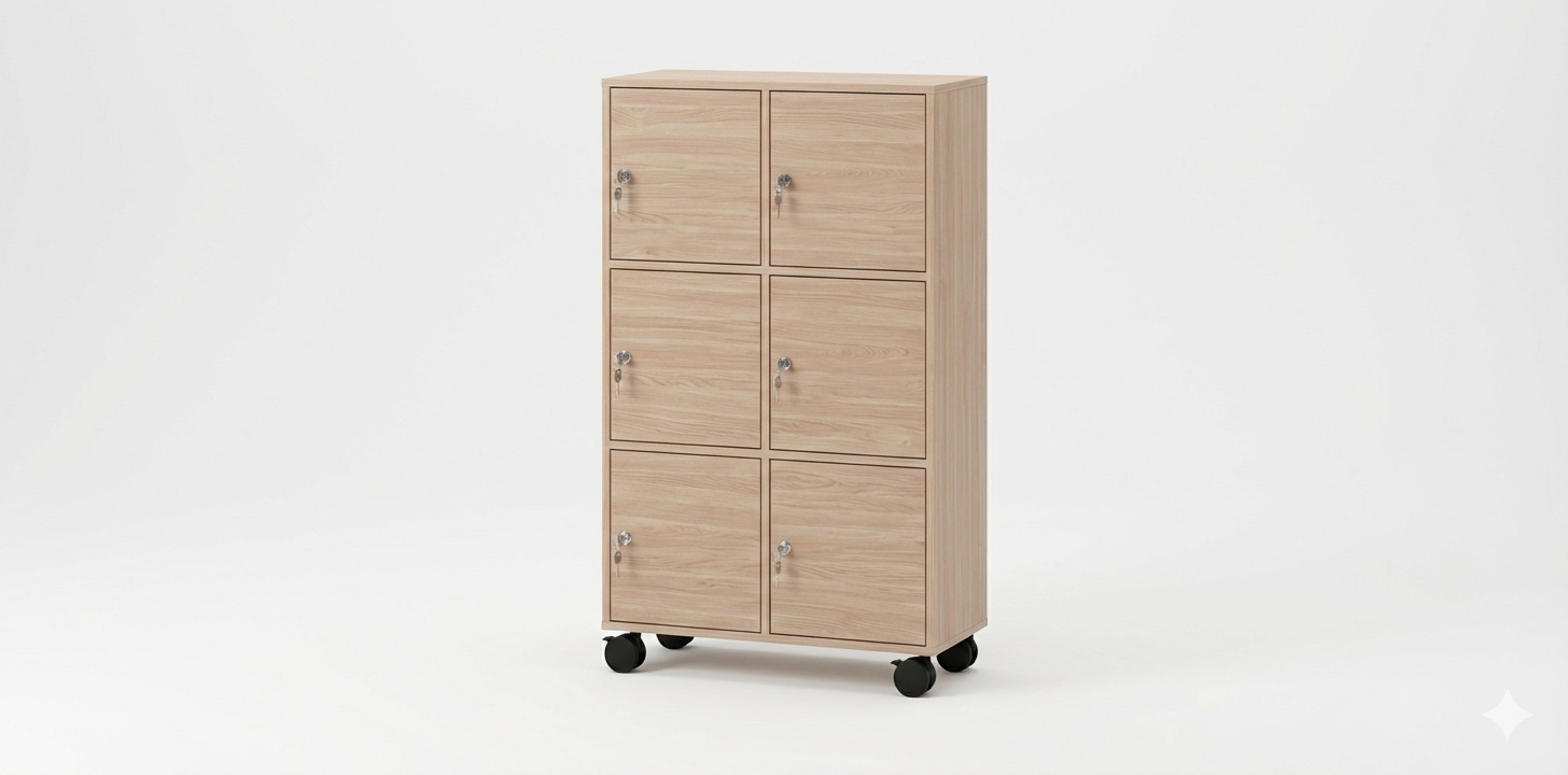 Kontorsskåp, personlig förvaring, 6 fack, ask, Offix
