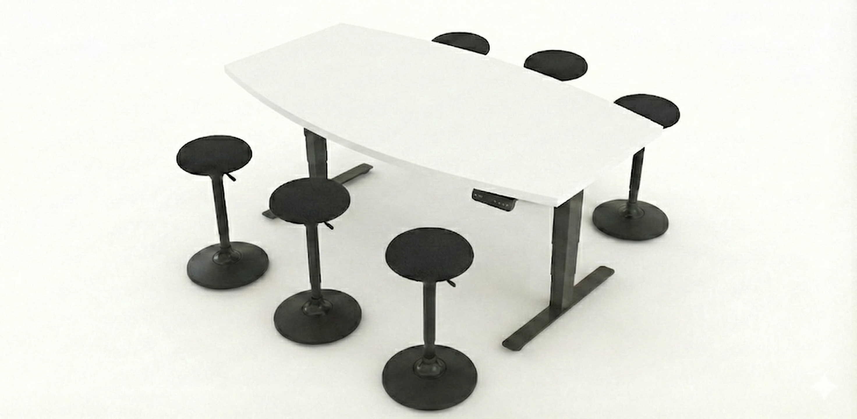 Konferensbord båtformad 6 platser, höj- och  sänkbart, vit, Offix