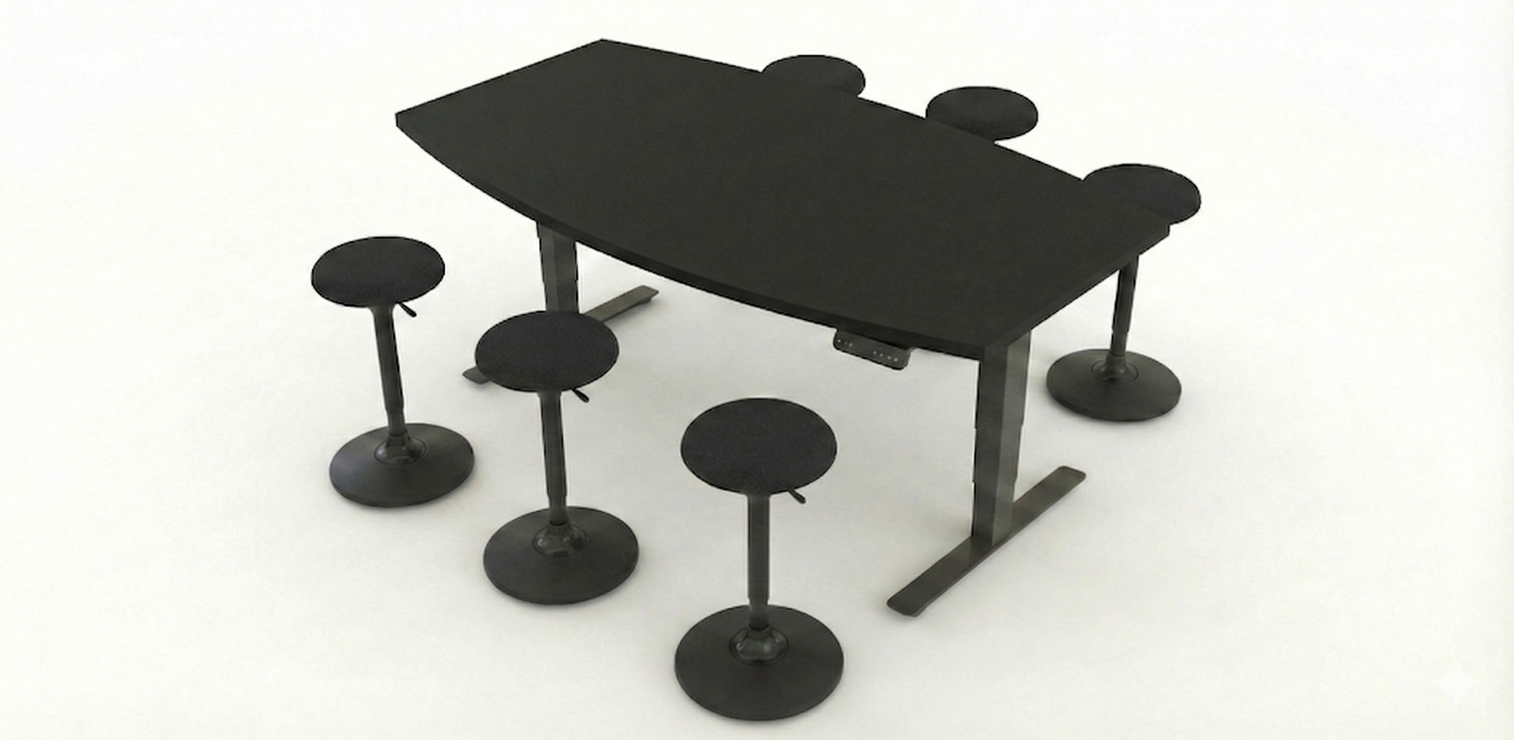 Konferensbord båtformad 6 platser, höj- och sänkbart, svart, Offix