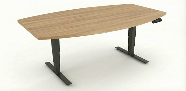 Konferensbord båtformad 6 platser, höj- och sänkbart, ek, Offix