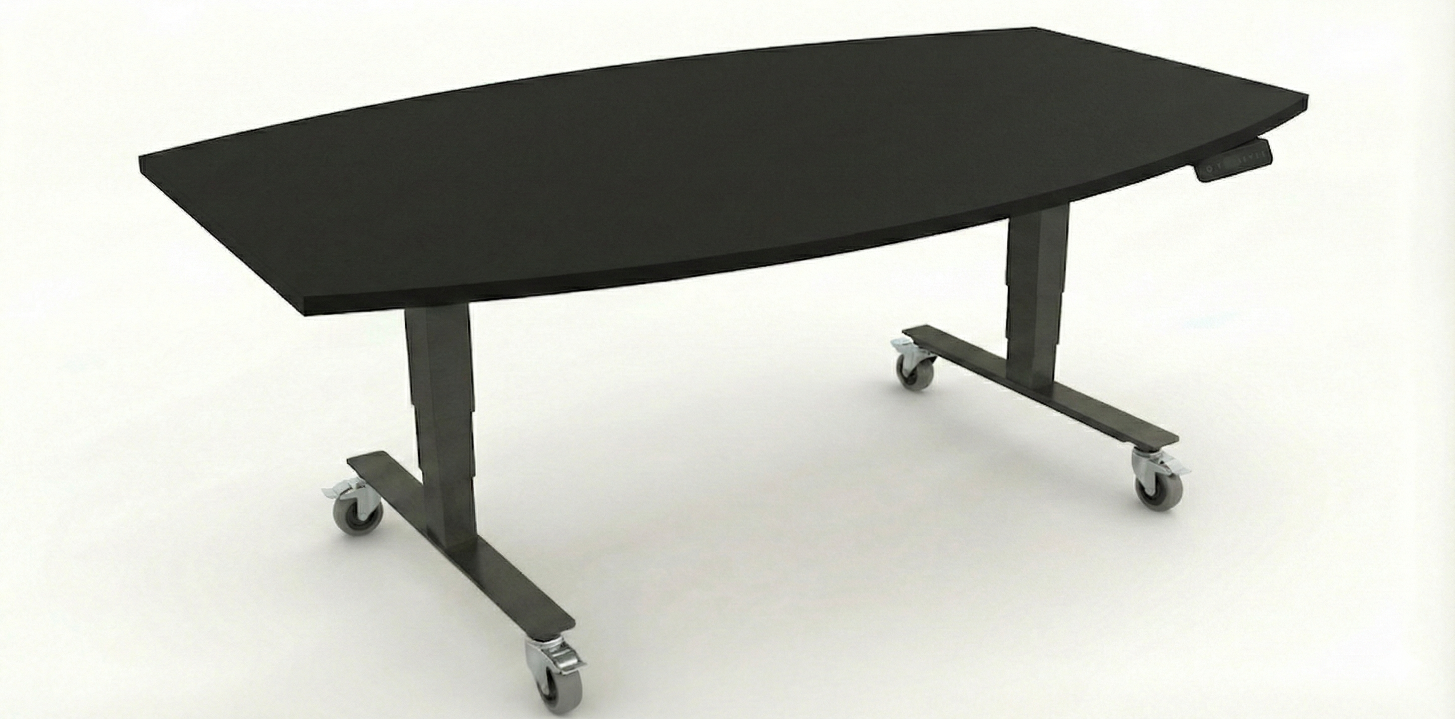 Konferensbord båtformad 6 platser, höj- och sänkbart, svart, Offix