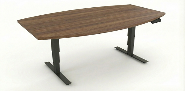 Konferensbord båtformad 6 platser, höj- och sänkbart, valnöt, Offix