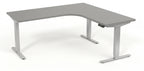 Hörnskrivbord, höj- och sänkbart, 3elben vinkel, Sitt&Stå, grå, Offix