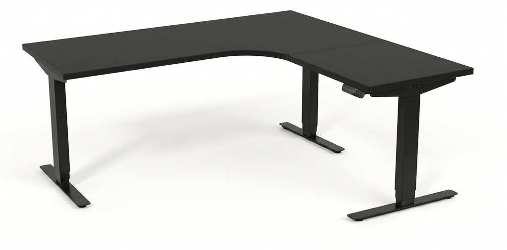 Hörnskrivbord, höj- och sänkbart, 3elben vinkel, Sitt&Stå, mörkgrå, Offix