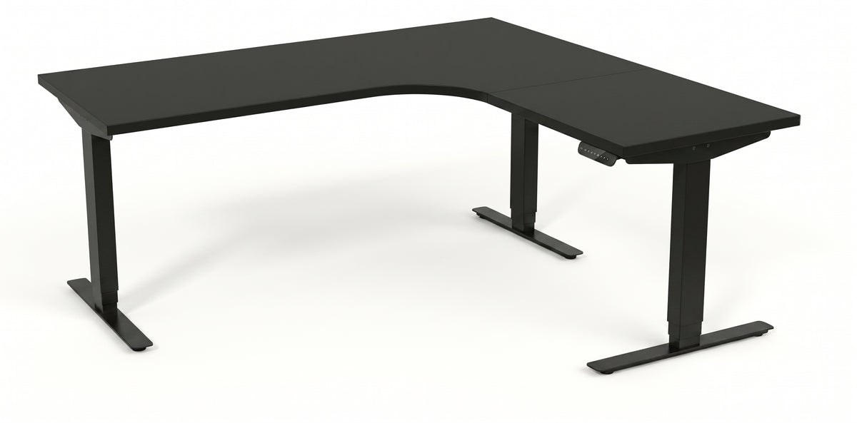 Hörnskrivbord, höj- och sänkbart, 3elben vinkel, Sitt&Stå, mörkgrå, Offix