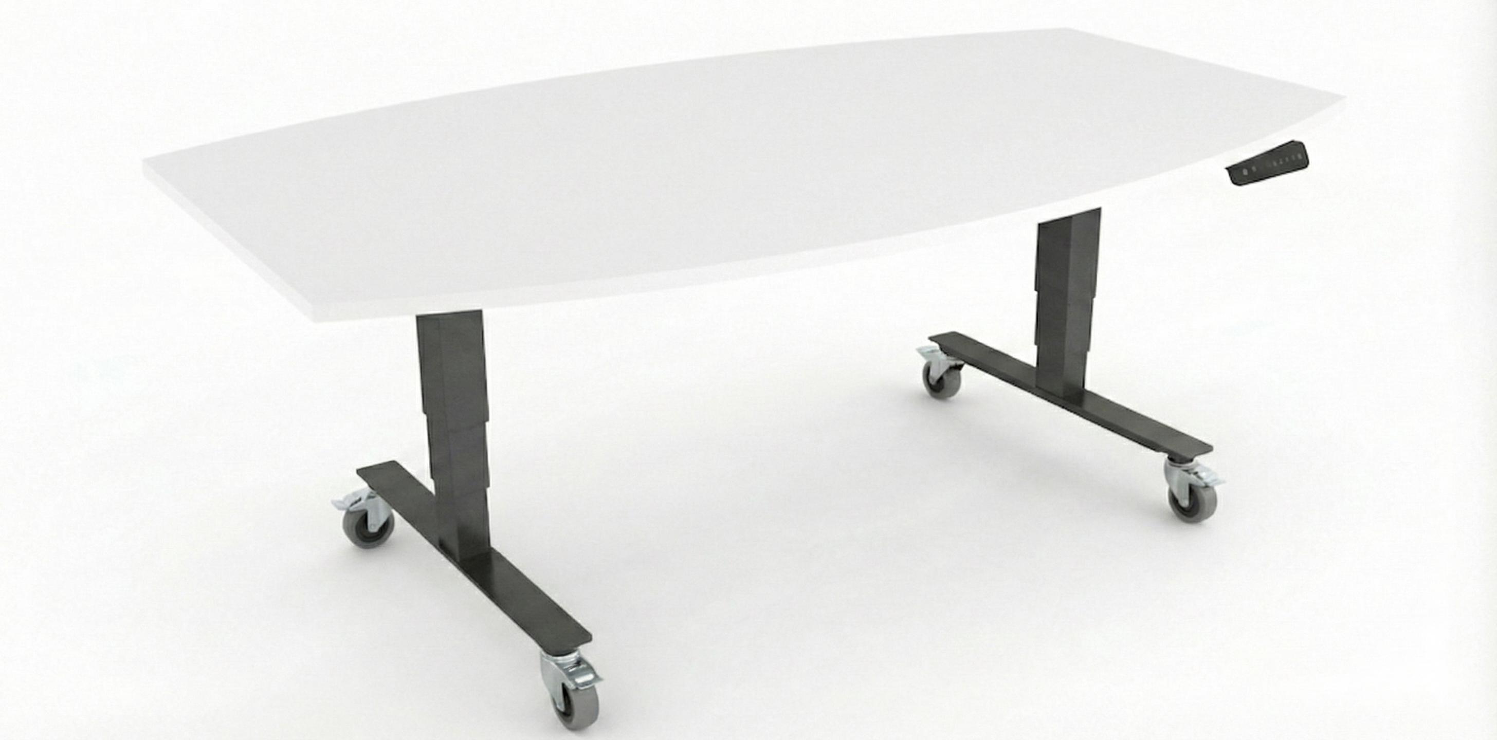 Konferensbord båtformad 6 platser, höj- och  sänkbart, vit, Offix