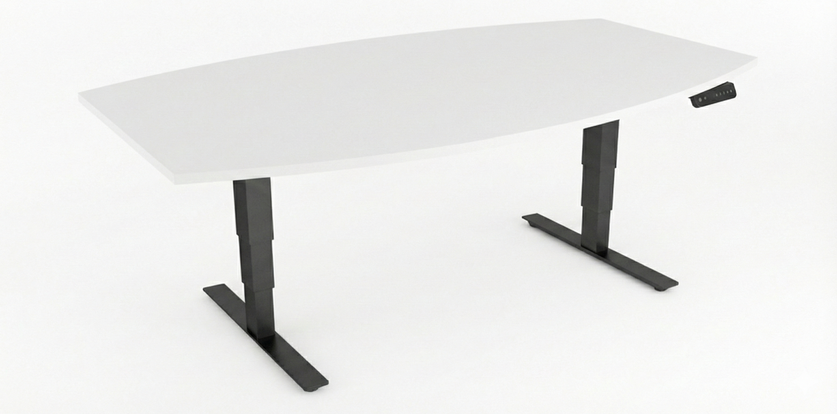 Konferensbord båtformad 6 platser, höj- och  sänkbart, vit, Offix