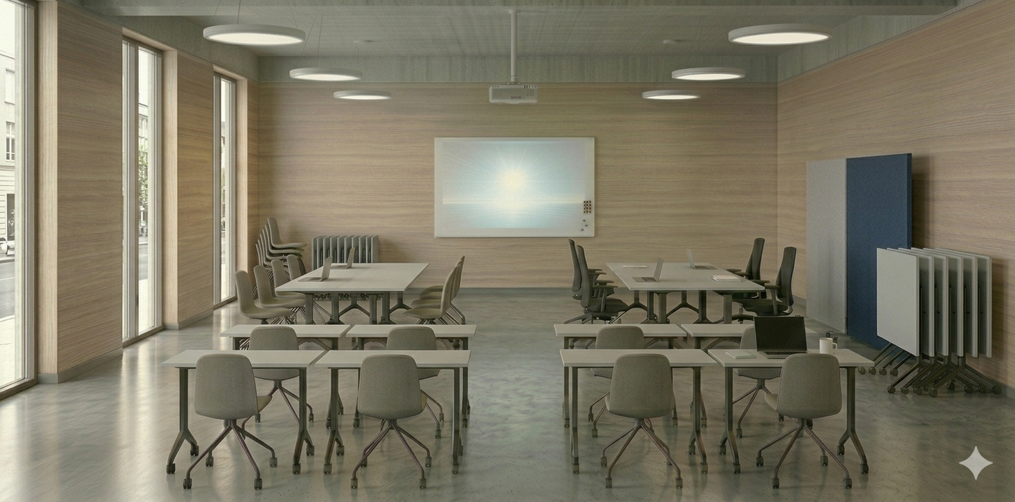 Konferensbord tilt, fällbart, A-stativ, hjul, ljusgrå, Offix