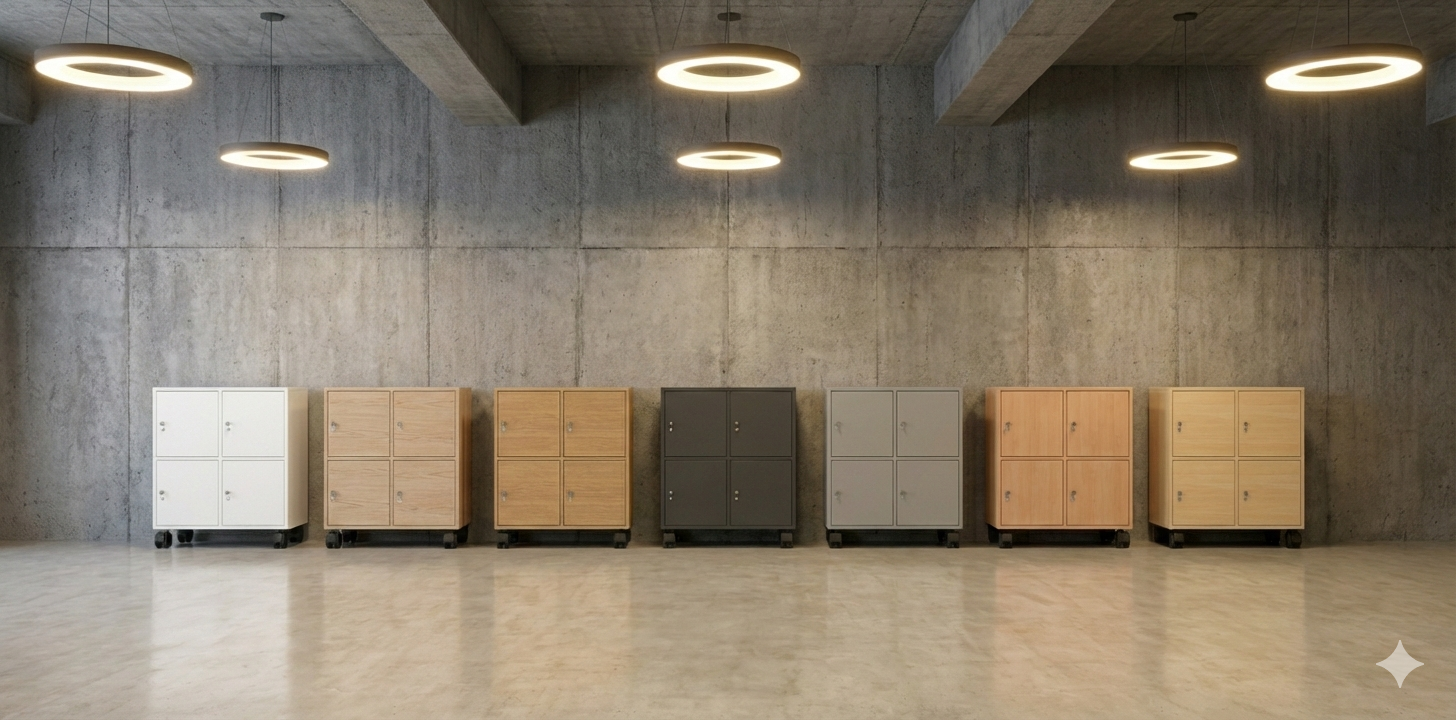 Kontorsskåp, personlig förvaring, 4 fack, vit, Offix