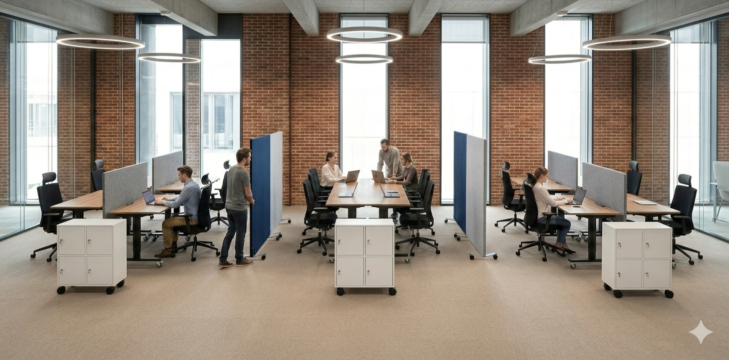 Kontorsskåp, personlig förvaring, 4 fack, vit, Offix