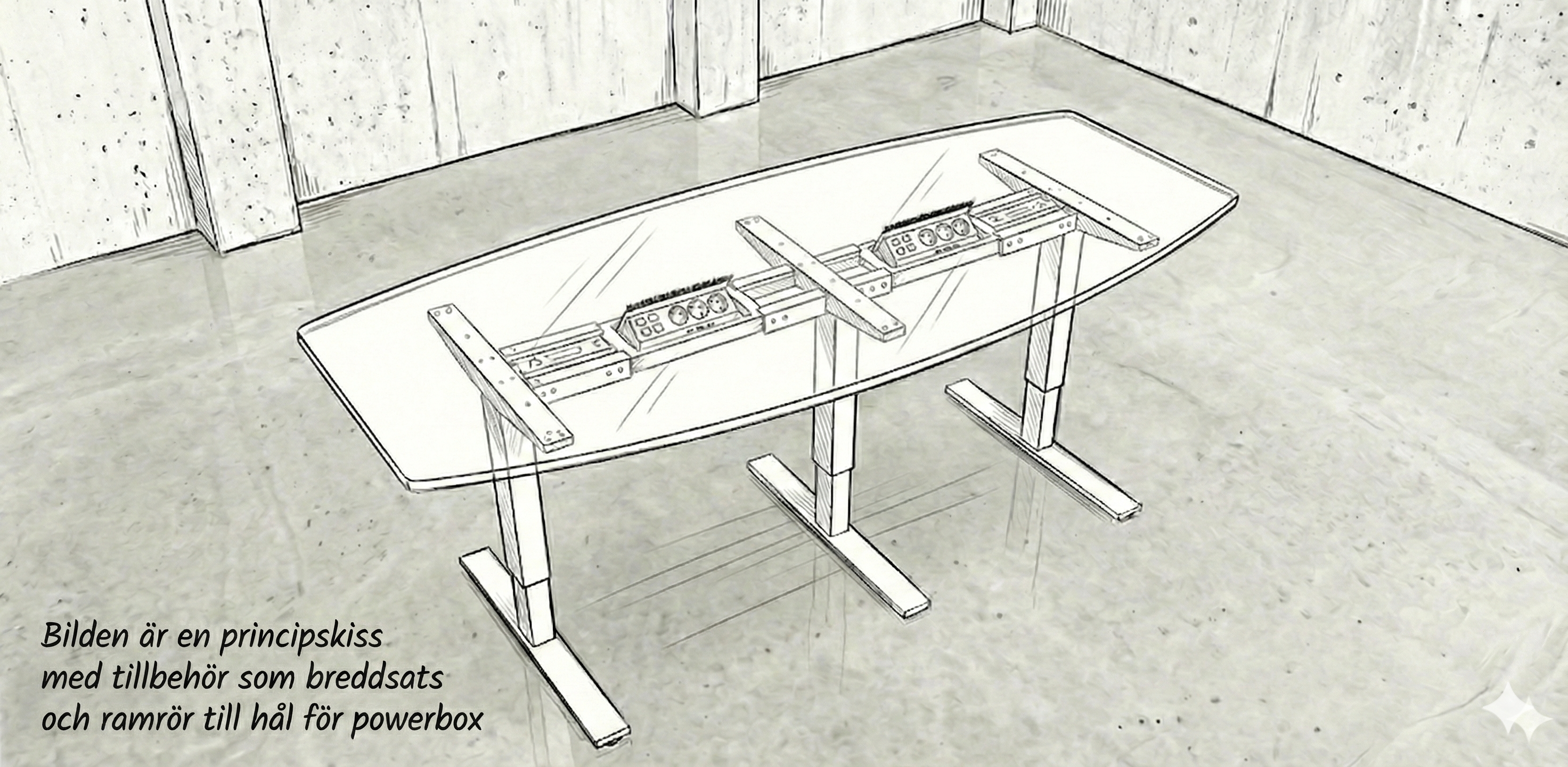 Konferensbord båtformad, ek, 12 platser, Offix