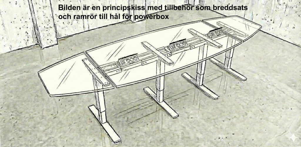Konferensbord båtformad 18 platser, ek, Offix