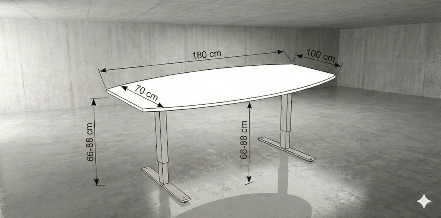 Konferensbord båtformad rak 6 platser, valnöt, Offix