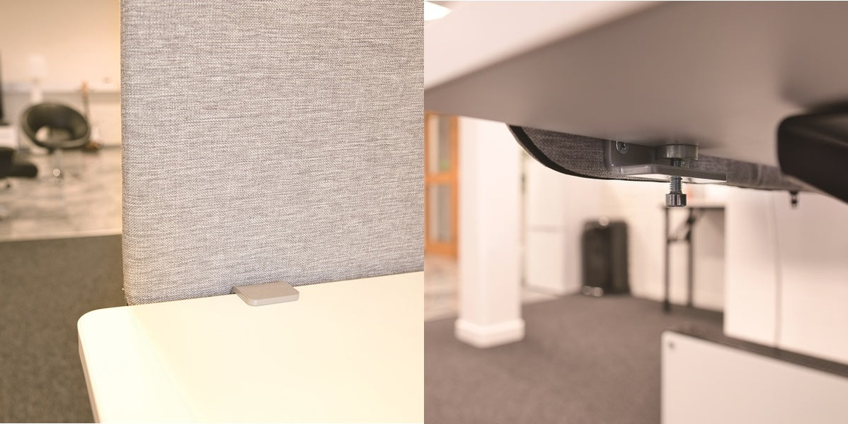 Bordsskärm, tyg, front, basic, grå, Offix