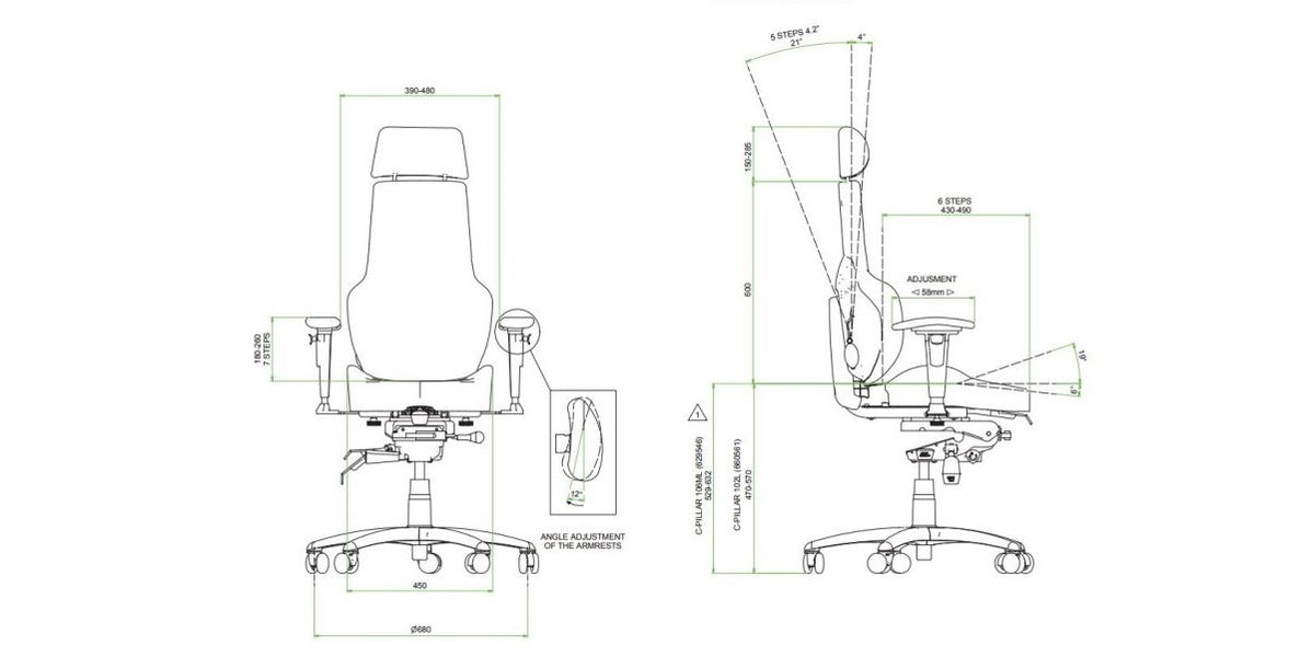 Bevakningsstol 24H, Be-Ge 800 24h, Offix