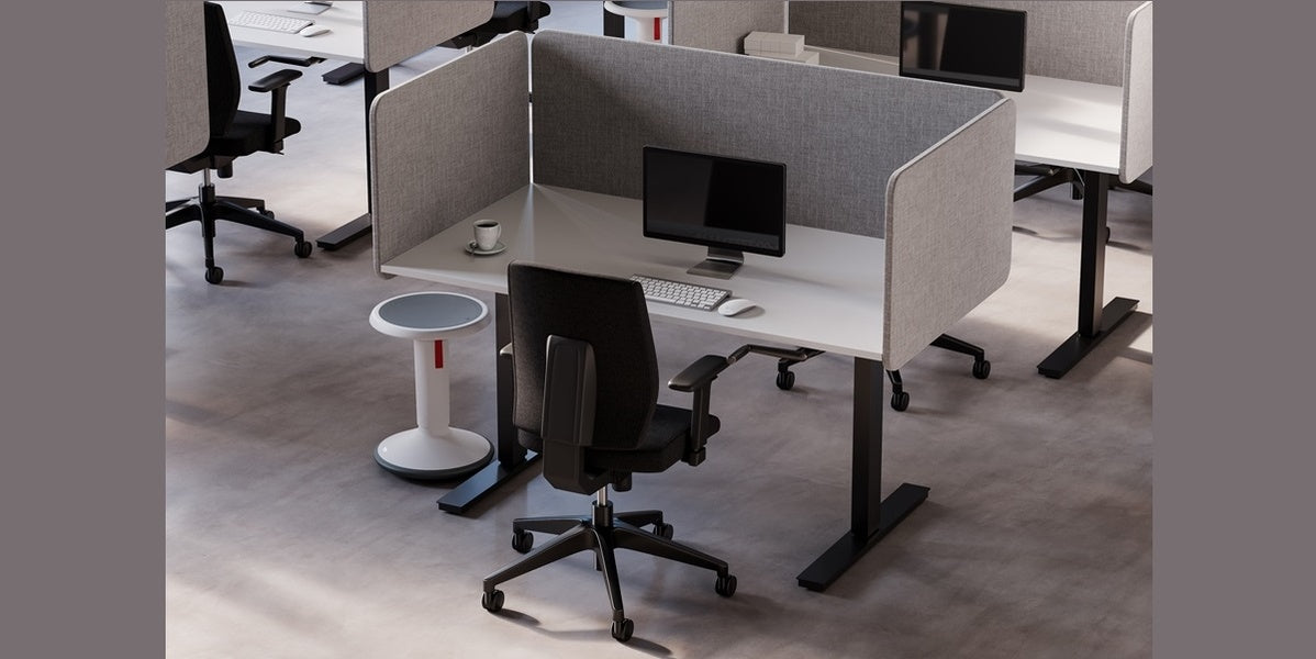 Bordsskärm, svart, tyg, front sida, basic, Offix