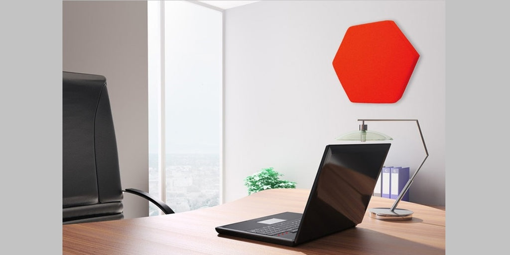 Ljudabsorbent, hexagon 580, vägg, tyg, Offix