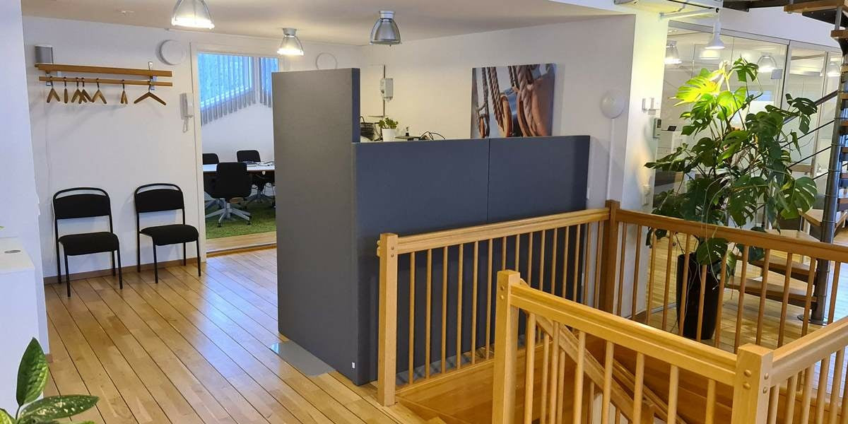 Skärmvägg, ljudabsorberande, tyg, grå, Offix