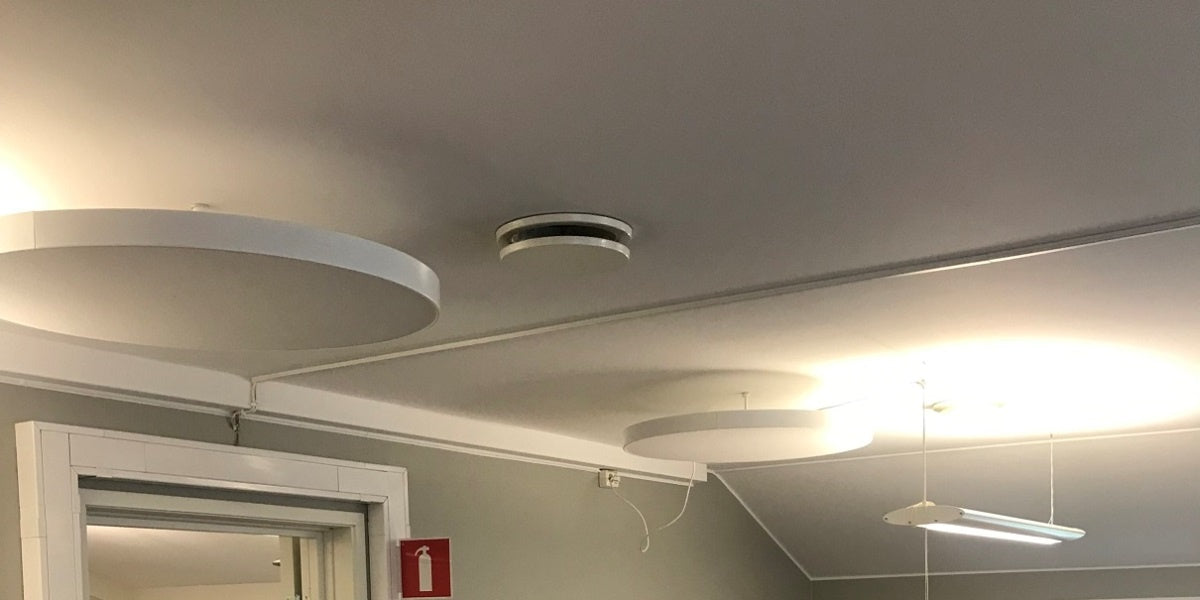 Ljudabsorbent, tak rund, plåtram, tyg, Offix