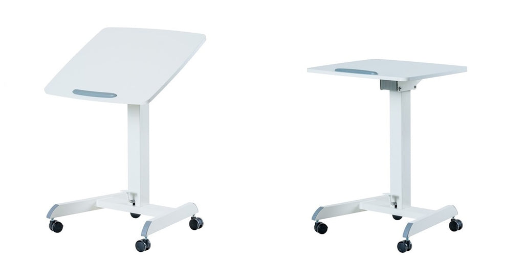 Skrivbord vit, litet höj- och sänkbart, gasfjäder, Sitt&Stå, Offix