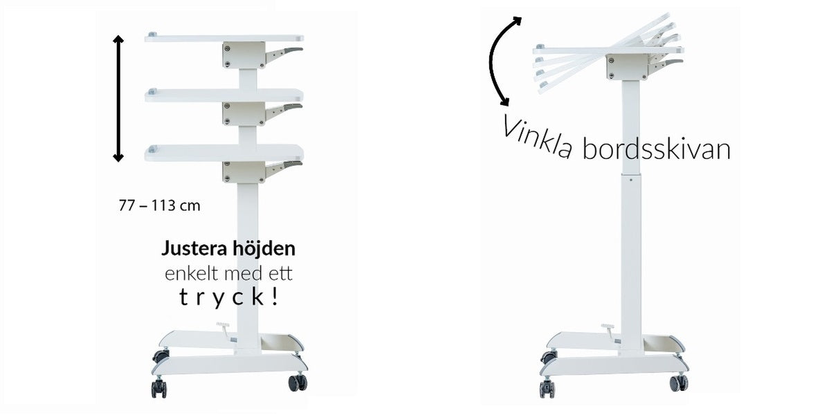 Skrivbord vit, litet höj- och sänkbart, gasfjäder, Sitt&Stå, Offix