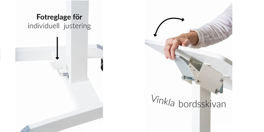 Skrivbord vit, litet höj- och sänkbart, gasfjäder, Sitt&Stå, Offix