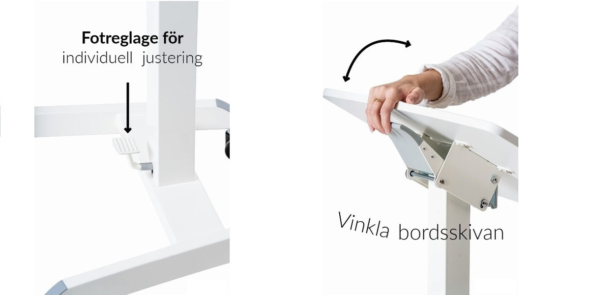 Skrivbord vit, litet höj- och sänkbart, gasfjäder, Sitt&Stå, Offix