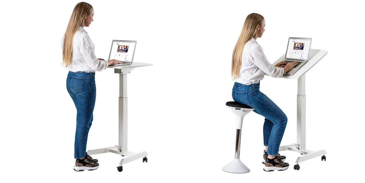 Skrivbord svart, litet höj- och sänkbart, gasfjäder, Sitt&Stå, Offix