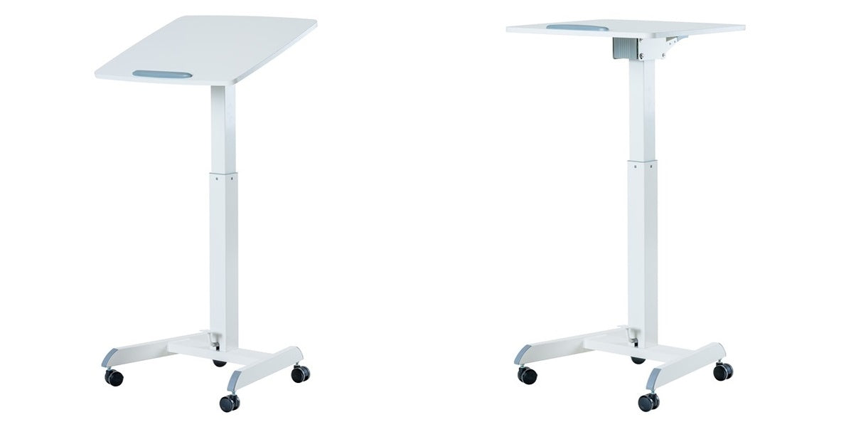 Skrivbord vit, litet höj- och sänkbart, gasfjäder, Sitt&Stå, Offix