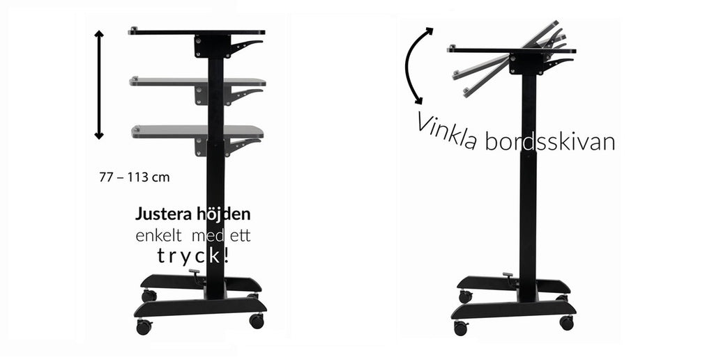 Skrivbord svart, litet höj- och sänkbart, gasfjäder, Sitt&Stå, Offix