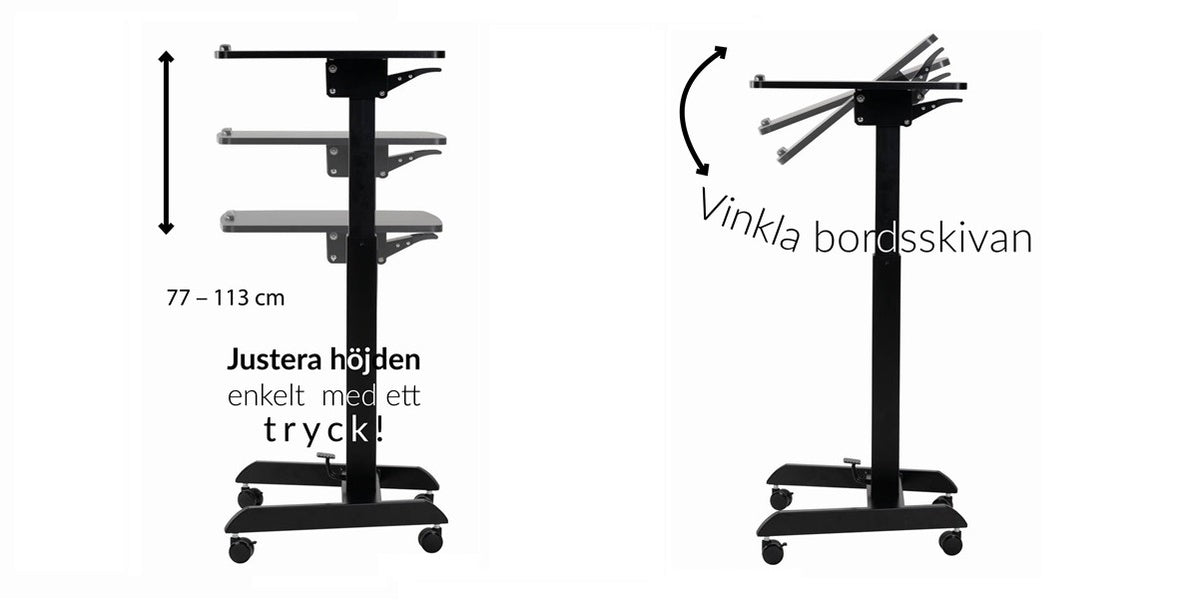 Skrivbord svart, litet höj- och sänkbart, gasfjäder, Sitt&Stå, Offix