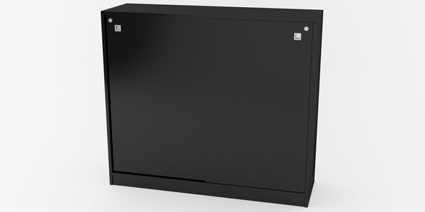 Kontorsskåp, skjutdörrar, svart/svart, F120, Offix