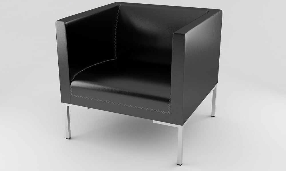 Loungefåtölj, C1, Bycastläder, svart, Offix