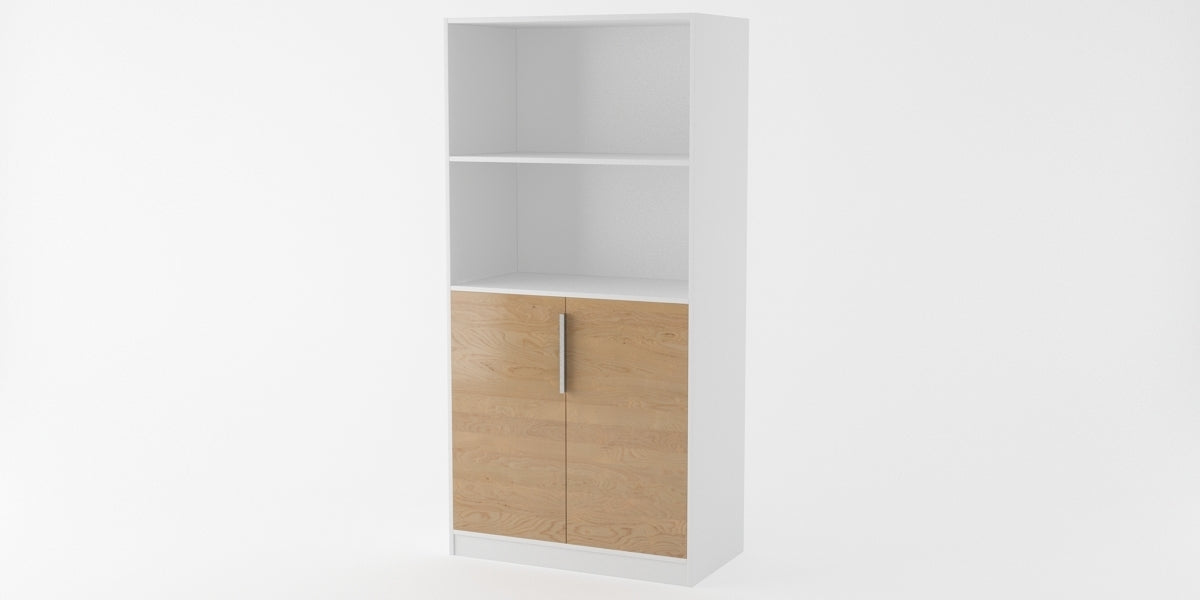 Kontorsskåp, skåpdörrar, vit/björk, F170-2D, Offix