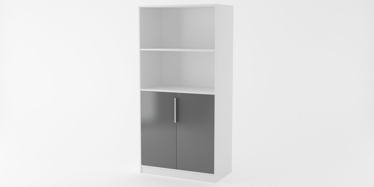 Kontorsskåp, skåpdörrar, vit/grå, F170-2D, Offix