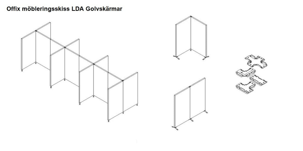 Skärmvägg, ljudabsorberande, tyg, svart, Offix